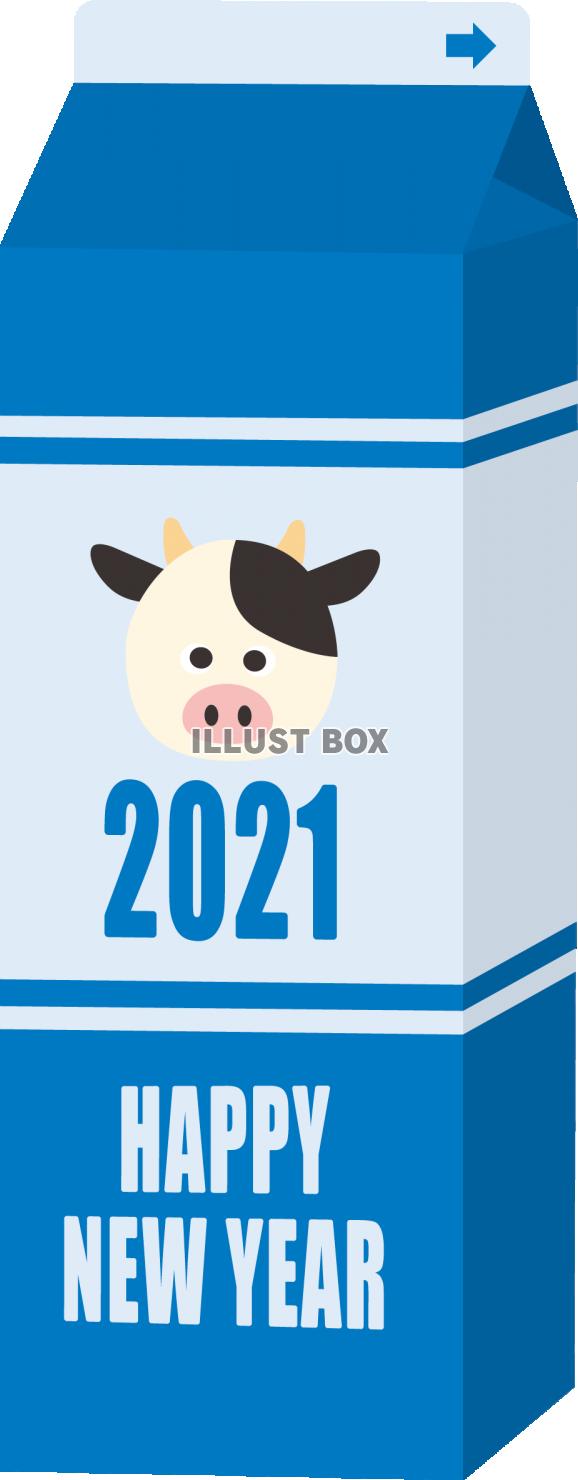  牛乳パック（MILK）牛・丑イラスト　2021年　1リット...