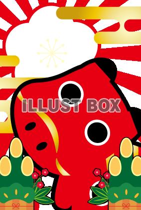 年賀状（梅と赤べこ）