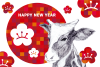 透過PNG丑年年賀状手描き乳牛干支動物1月梅花植物新年冬お正月和風素材2021年