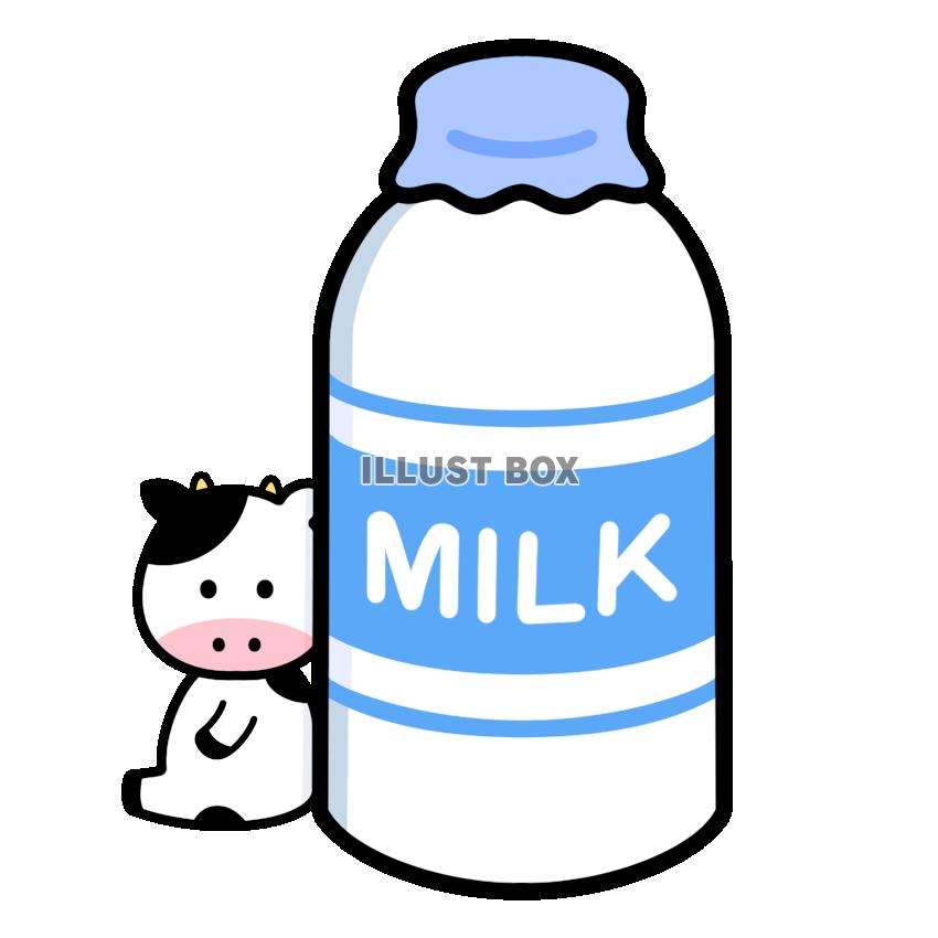 無料イラスト 牛乳瓶と牛