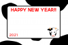 ホルスタイン牛模様の年賀状（２０２１・枠黒）
