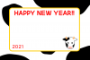 ホルスタイン牛模様の年賀状（２０２１・枠黄色）