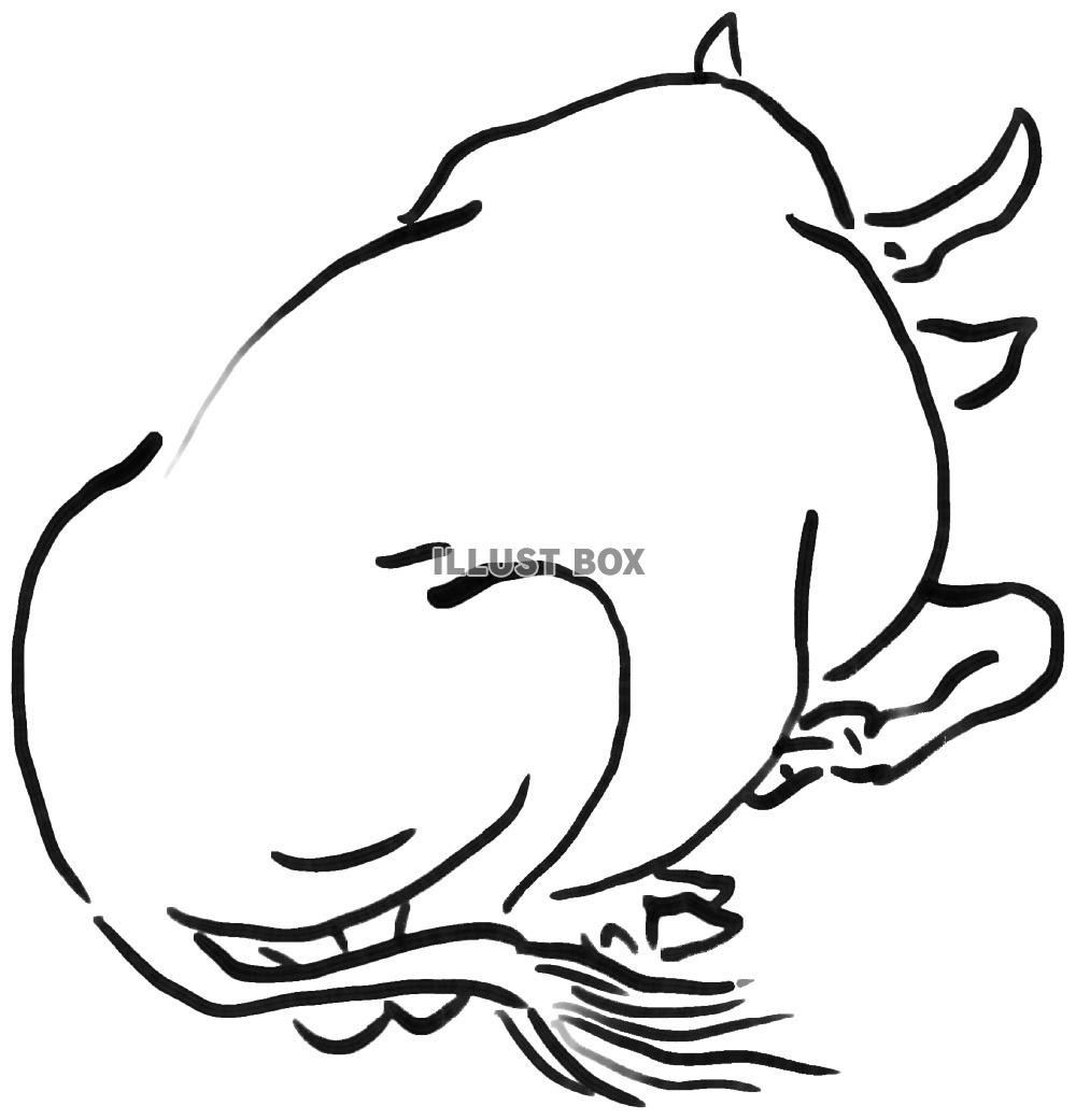 無料イラスト 鳥獣戯画 牛 手描きトレース