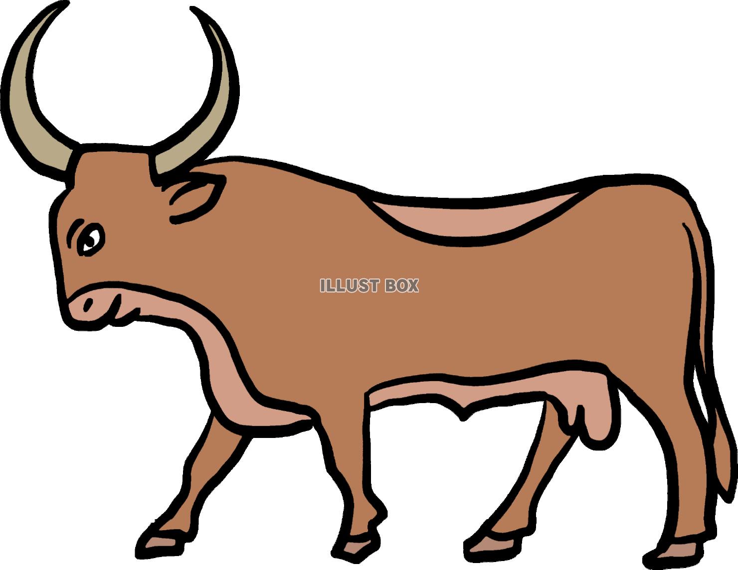 2021年丑年の年賀状用素材　エジプト　ヒエログリフの牛の絵...