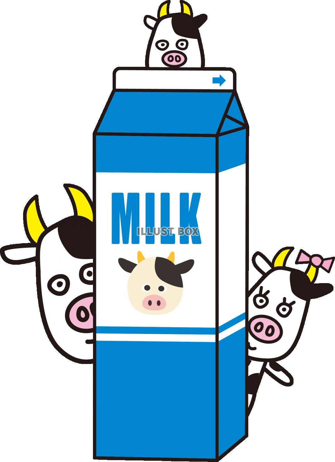 牛乳パック（MILK）牛・丑キャラクター・イラスト