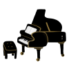 黒いグランドピアノ　手描き風
