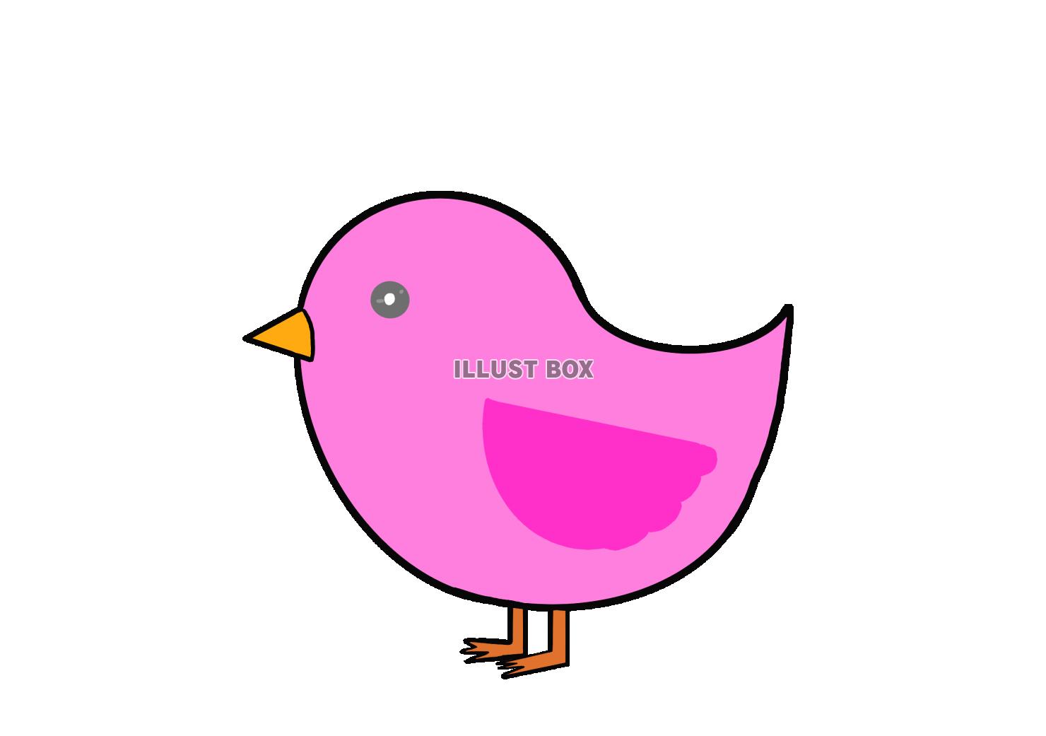 無料イラスト ピンクの小鳥