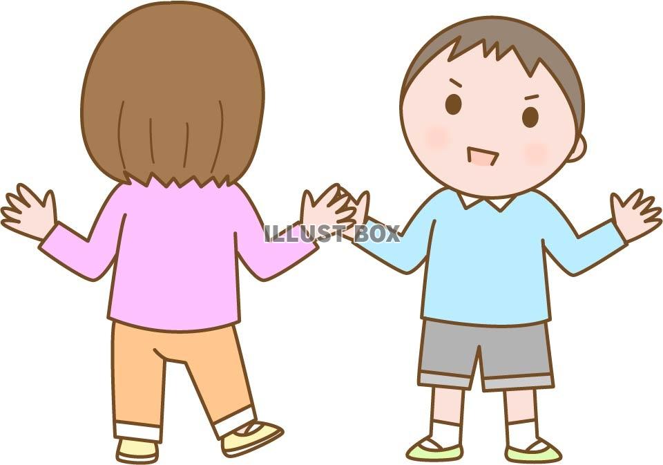 無料イラスト おしゃべりをする男の子と女の子