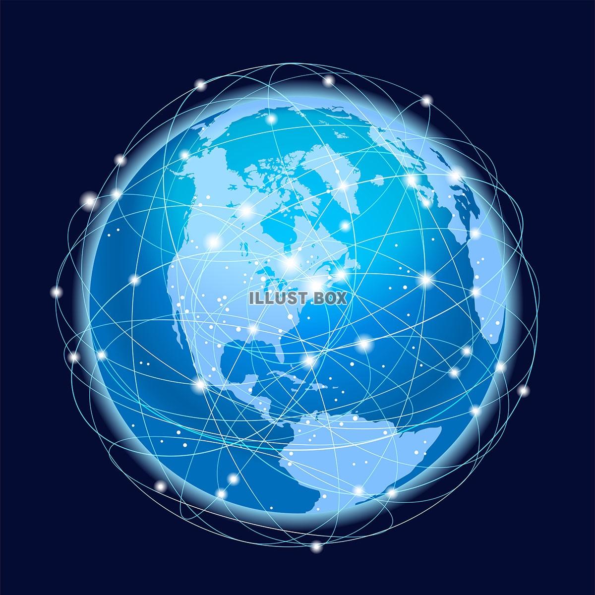 無料イラスト グローバルネットワークのシンボルイラスト 北米 中米地