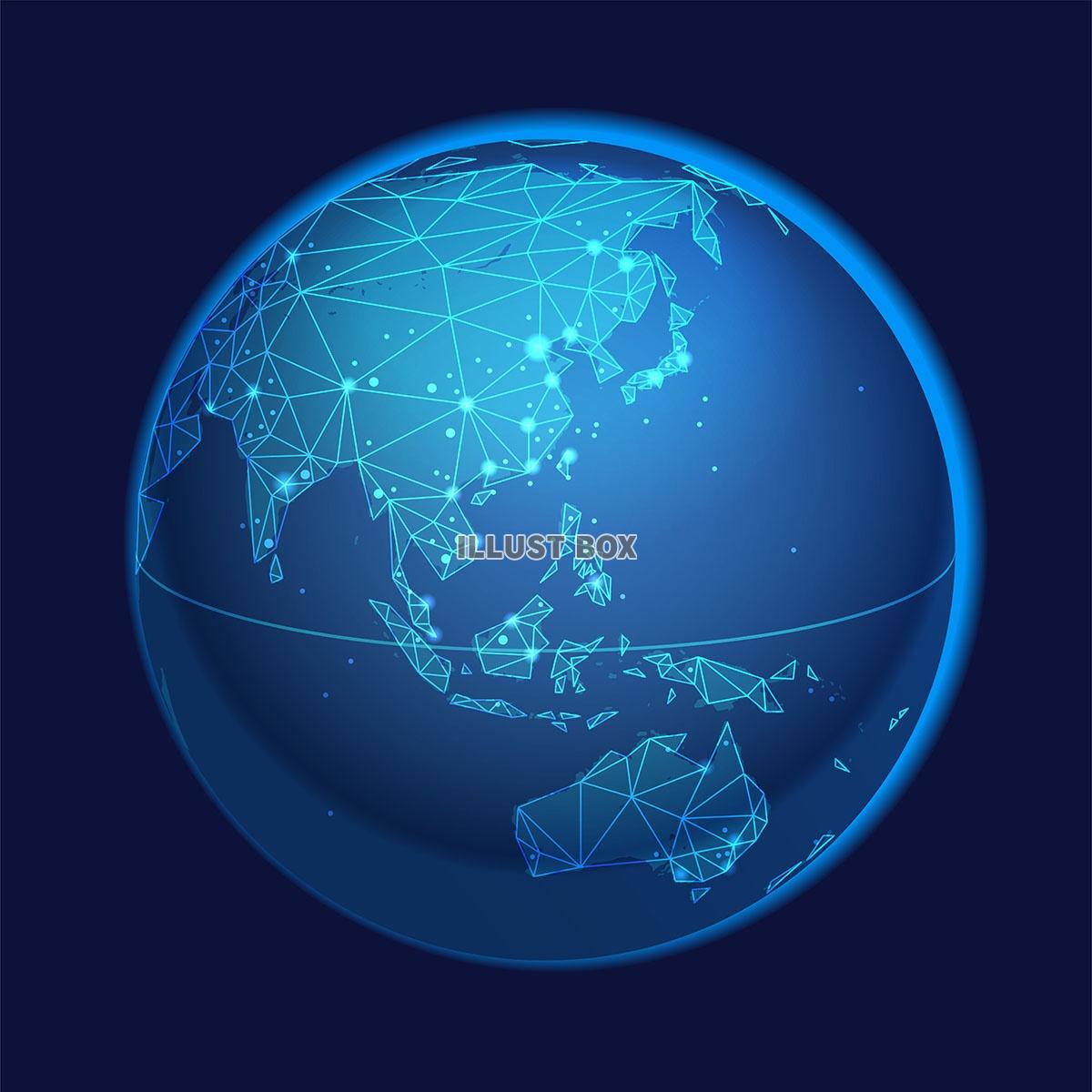 無料イラスト グローバルネットワークのシンボルイラスト アジア オセア