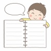子供イラスト★ノートを持つ男の子★フレーム