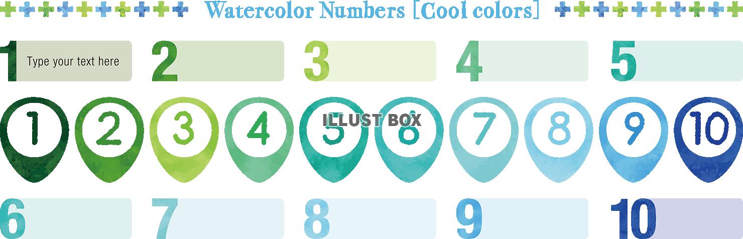 水彩タッチの数字入りフレーム素材