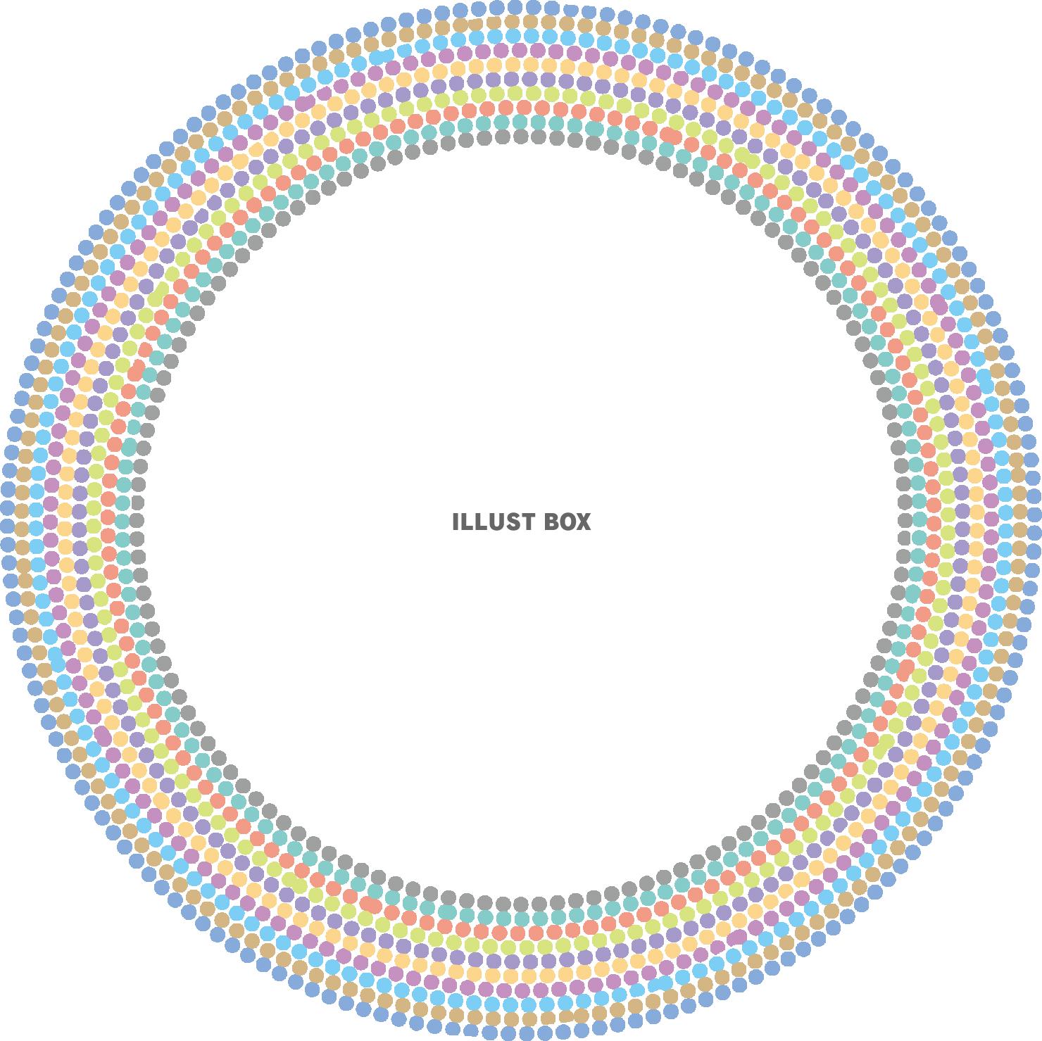 無料イラスト カラードットの渦巻きフレーム