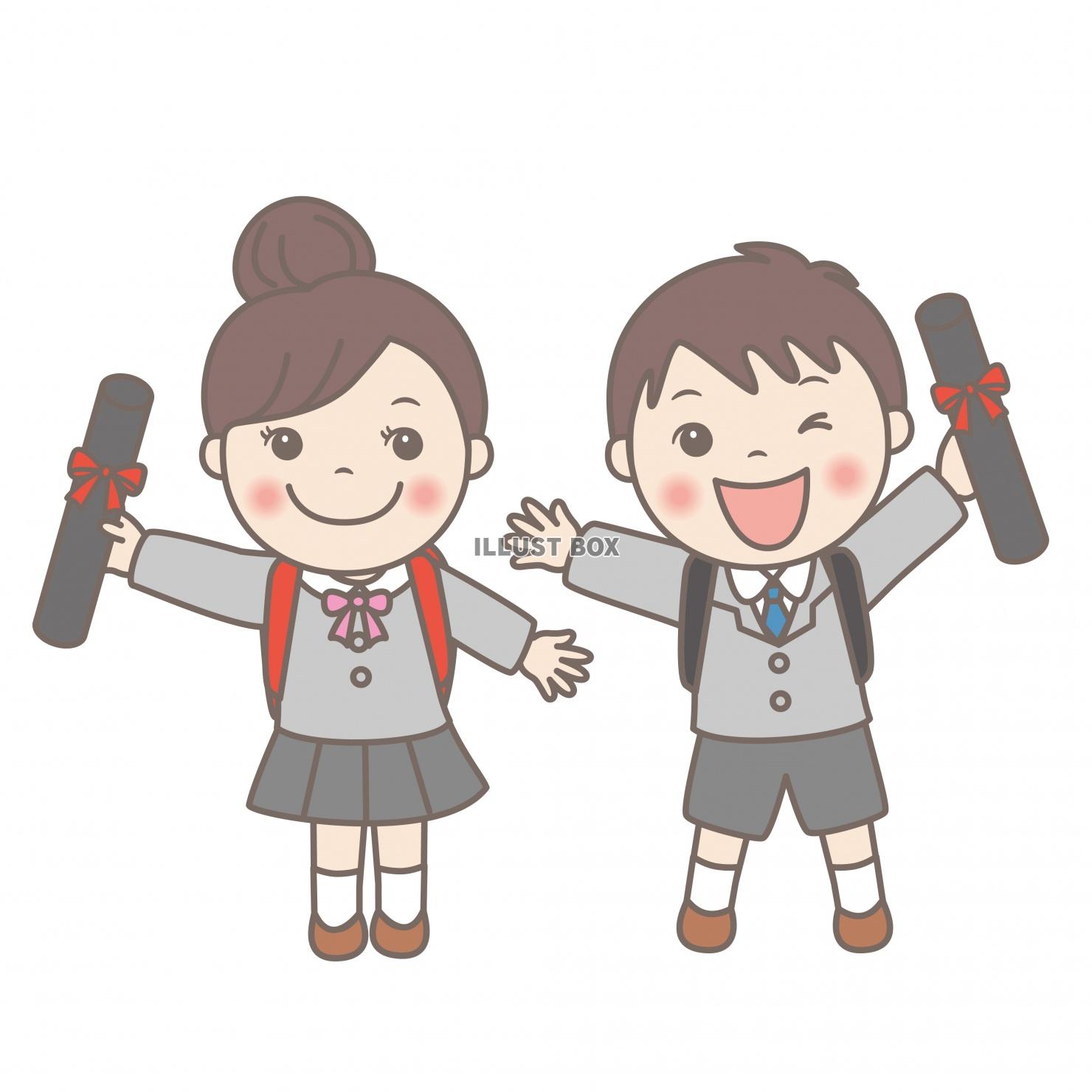 無料イラスト 子供イラスト 卒業式 男の子と女の子