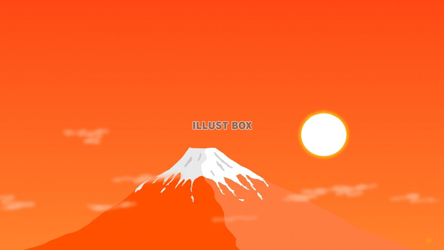 無料イラスト 夕日の富士山