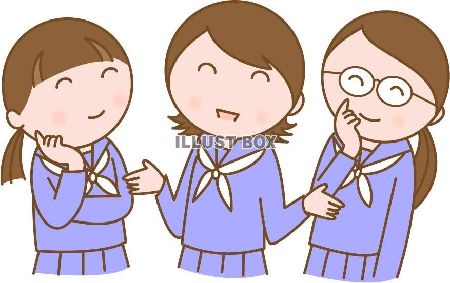 無料イラスト 友達と会話をする女子中高生