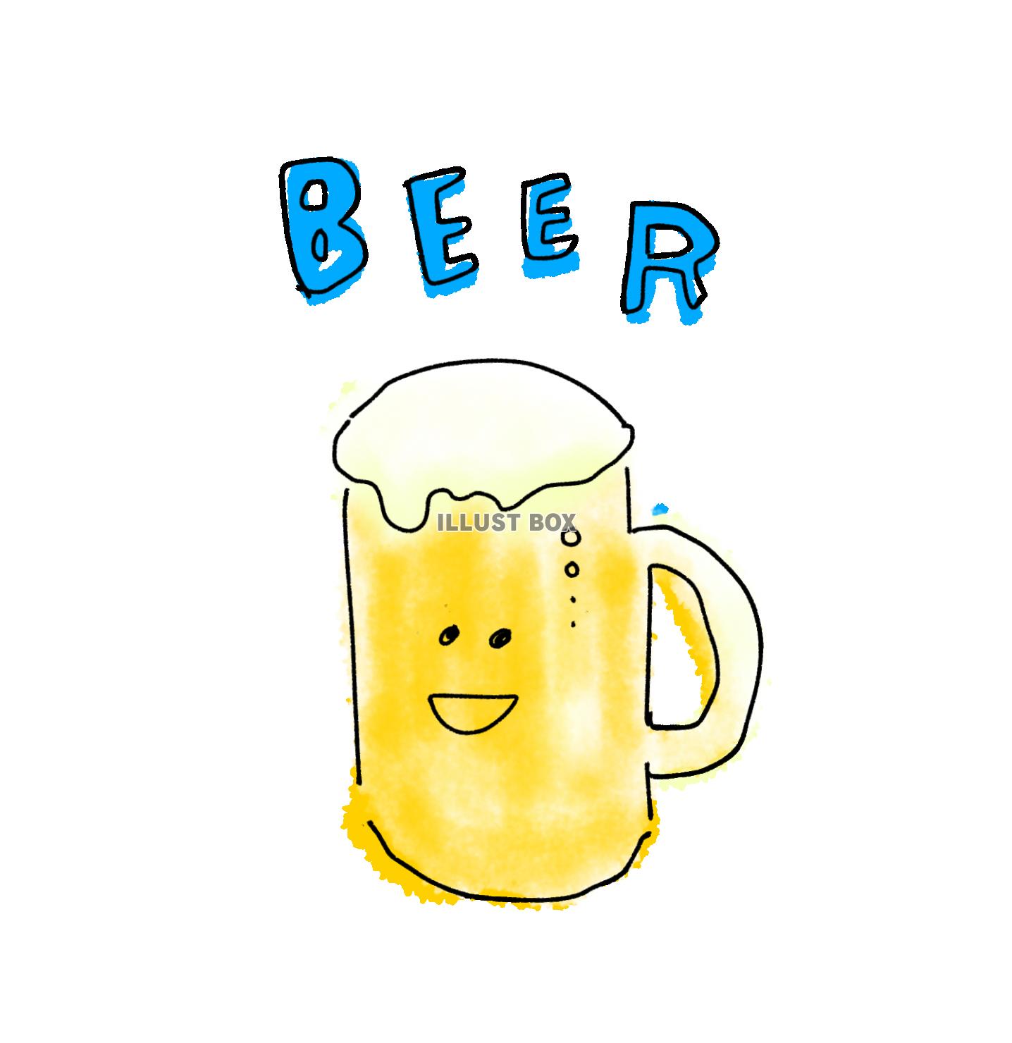 無料イラスト ゆるい手描き風イラスト ビール