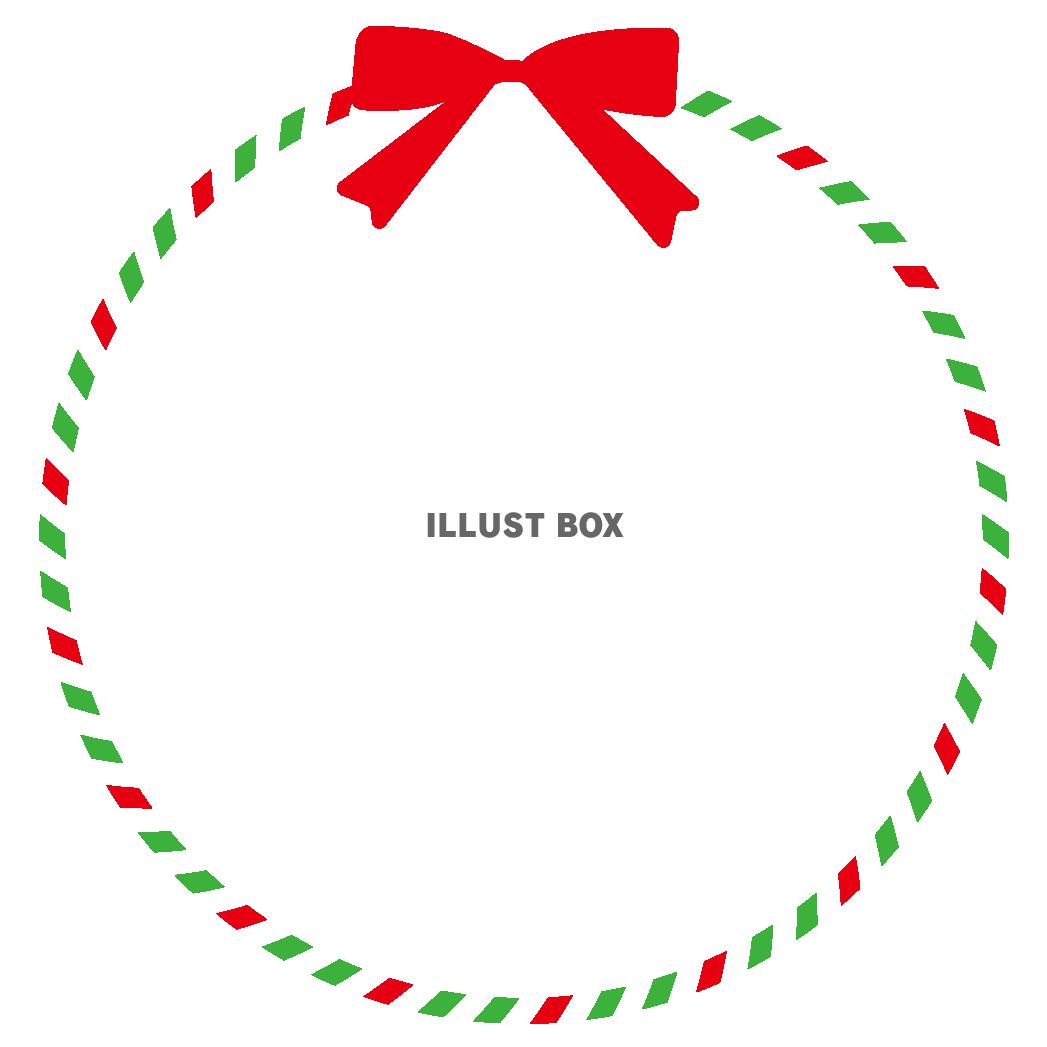 無料イラスト クリスマス風 サークル リボンのメッセージフレーム