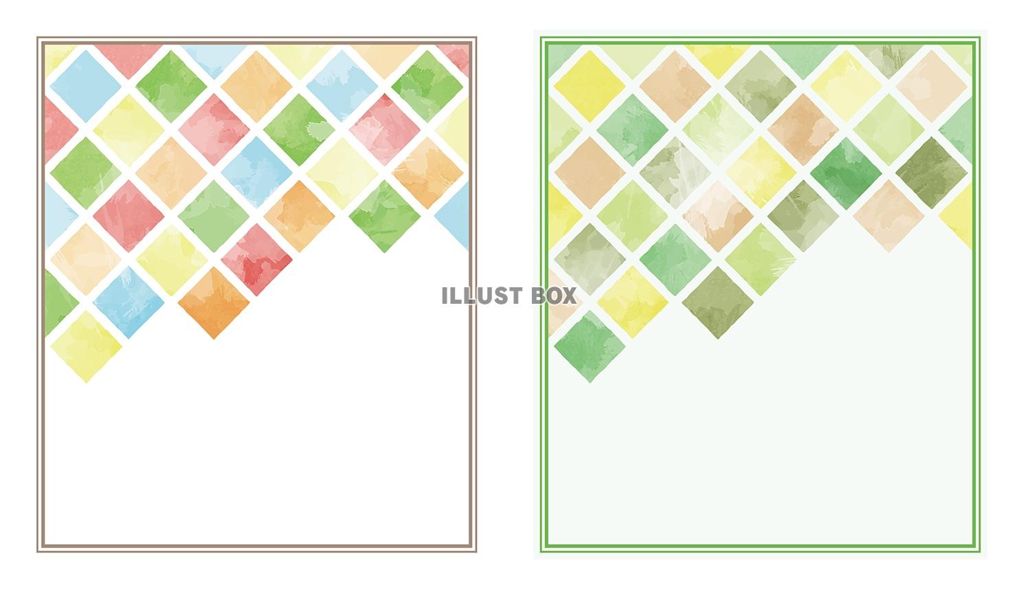 水彩タッチの斜めタイル模様のフレーム