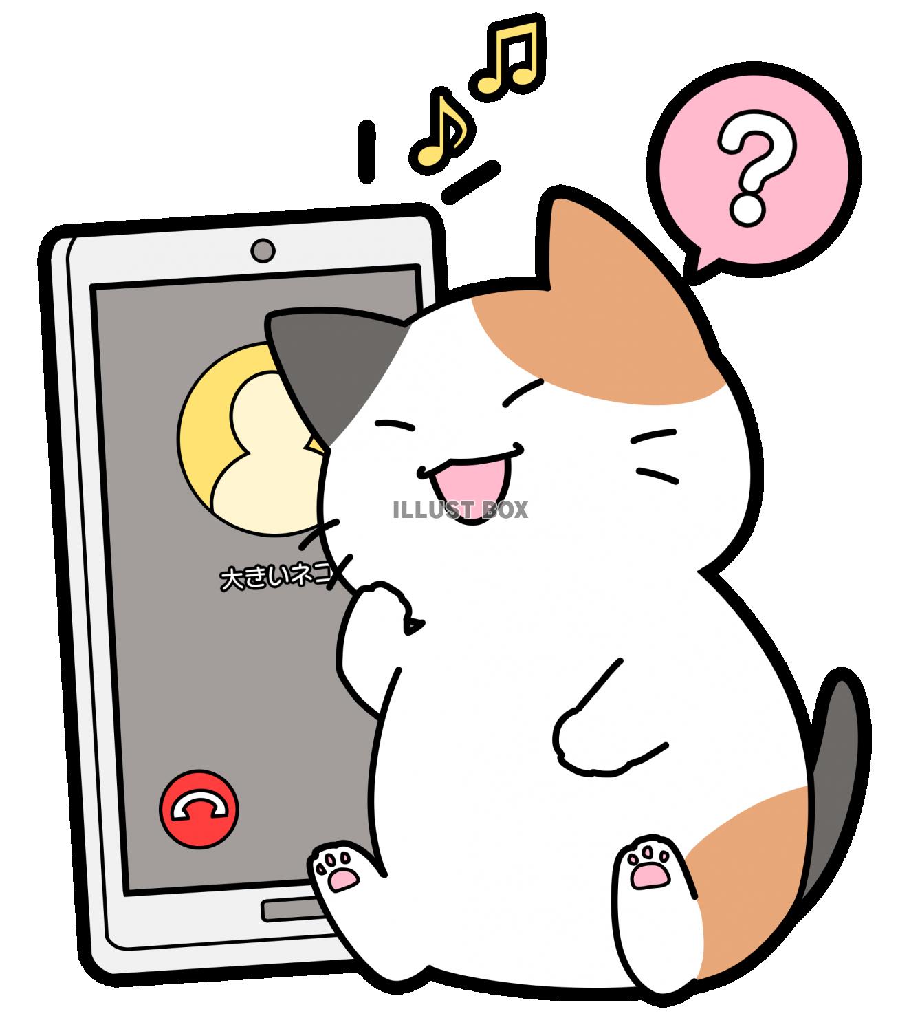 無料イラスト 電話に出られない猫