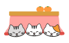 こたつで丸くなる3匹の猫　透過png