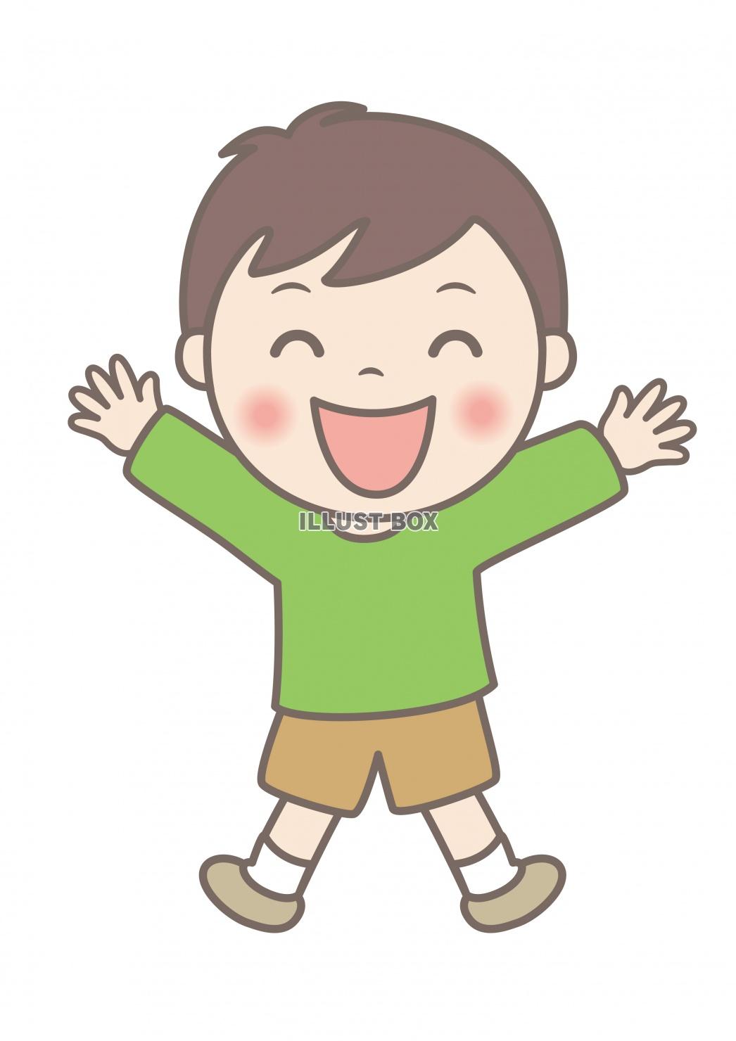 無料イラスト 子供イラスト 小学生の男の子 喜ぶ