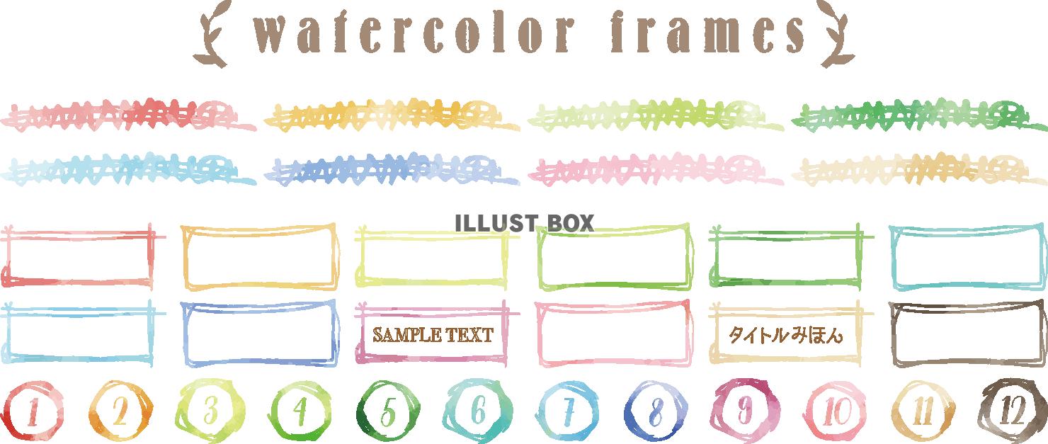 水彩のラインとフレームセット