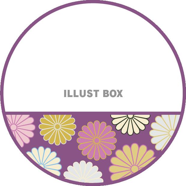 無料イラスト 菊の花のフレーム 紫 丸