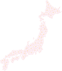 満開の桜の花で作った日本地図
