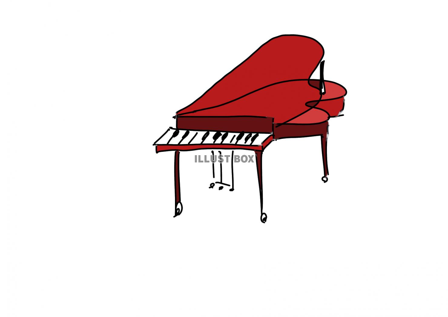 無料イラスト 赤いピアノ