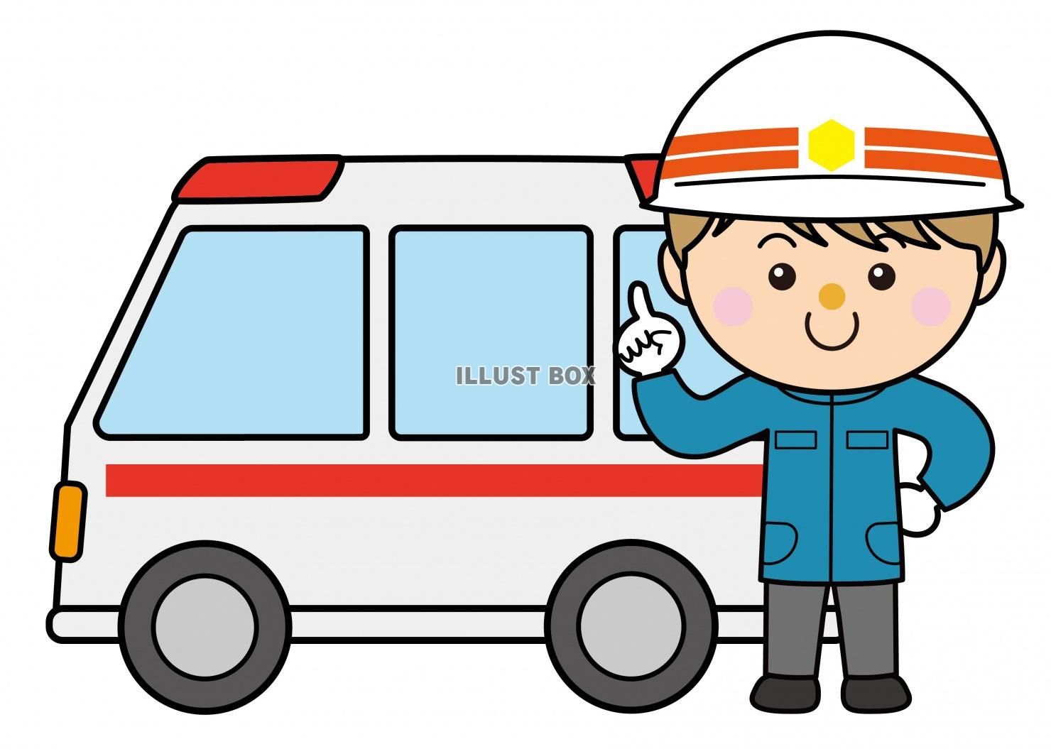 無料イラスト 男性23 08 救急車 救急隊員