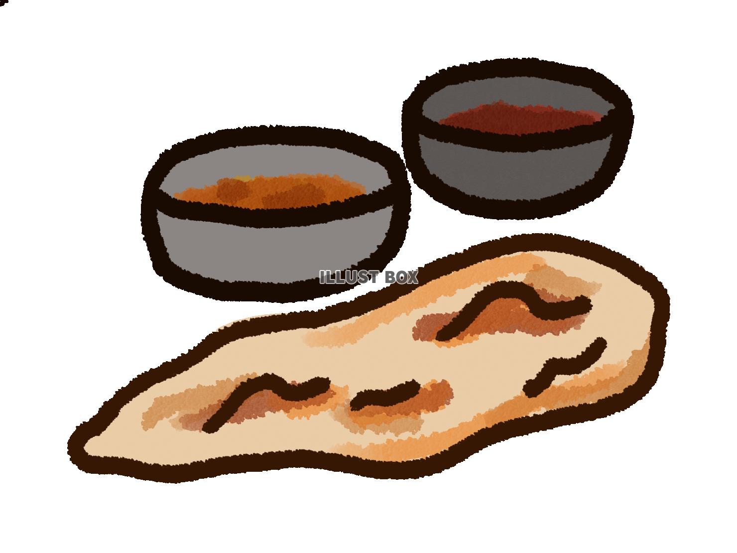 無料イラスト カレーとナン