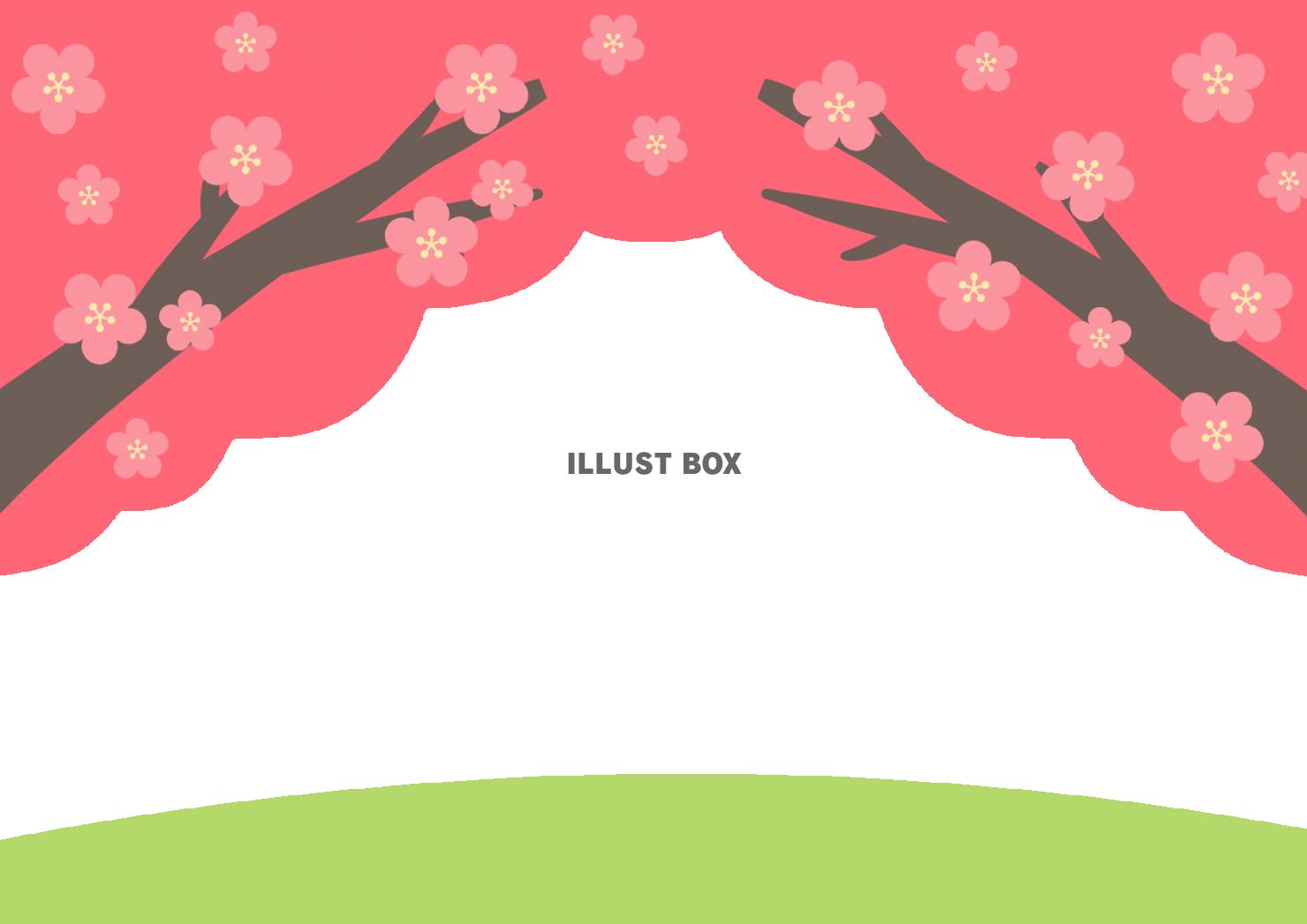 無料イラスト 満開の梅の花フレーム