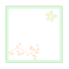 花と正方形のチェックフレーム：グリーン
