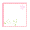 花と正方形のチェックフレーム：ピンク