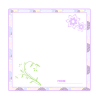 花と正方形の和柄フレーム：パープル