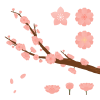 色々な桃の花のパーツ