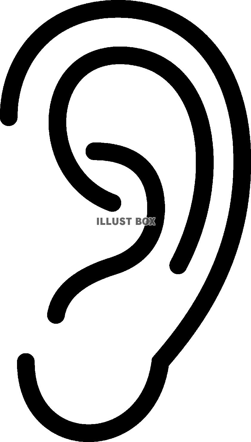 無料イラスト シンプルな耳の線画