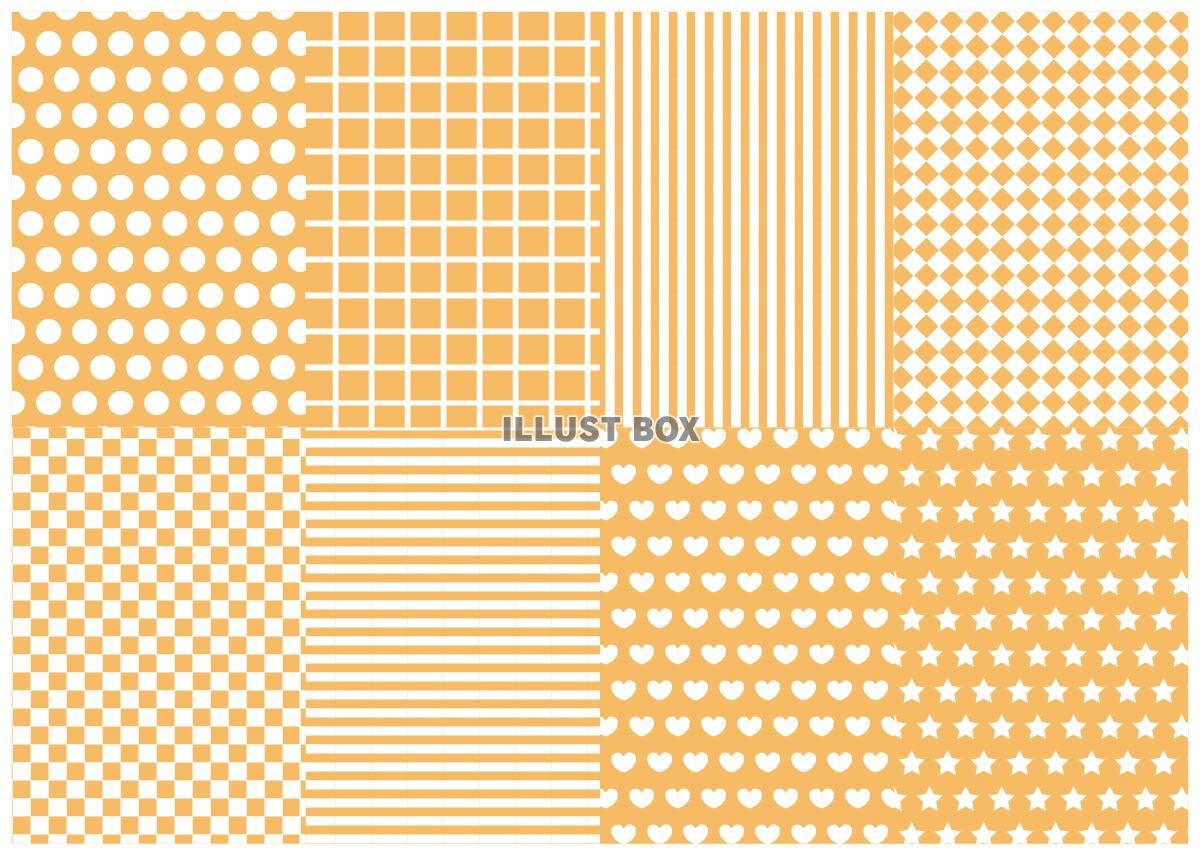 ２パターン（水玉、線、チェック、ハート、星）オレンジ
