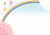 満開の桜と大きな虹のイラスト