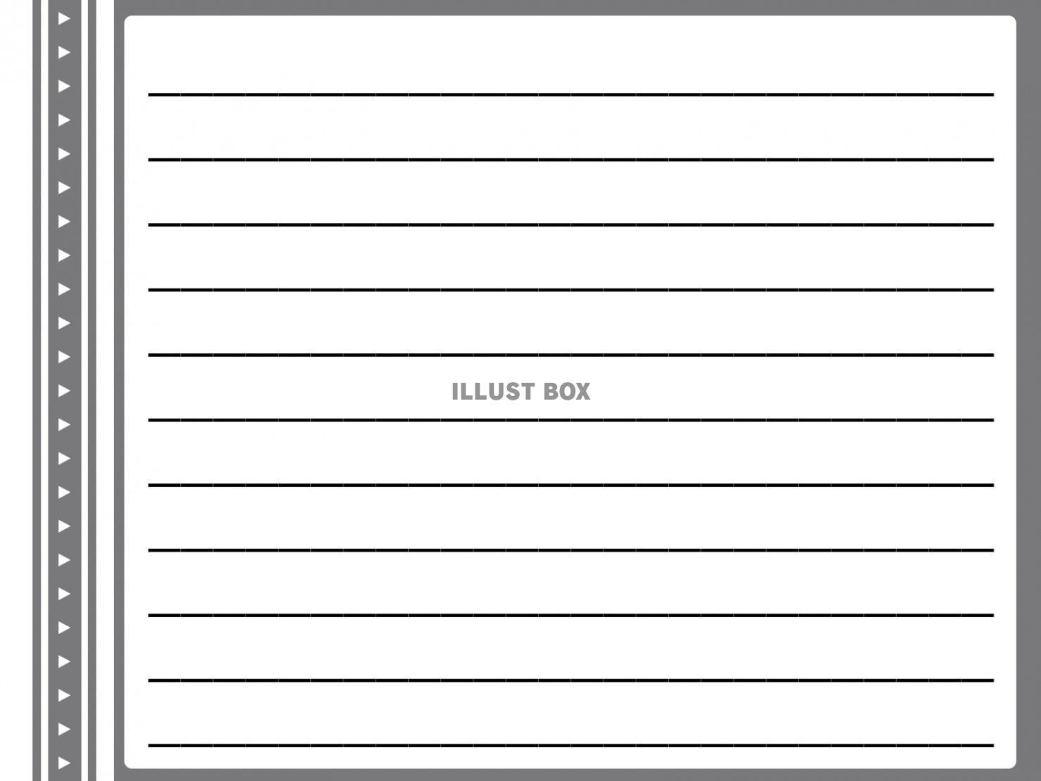 罫線付きノートの枠フレーム・グレー