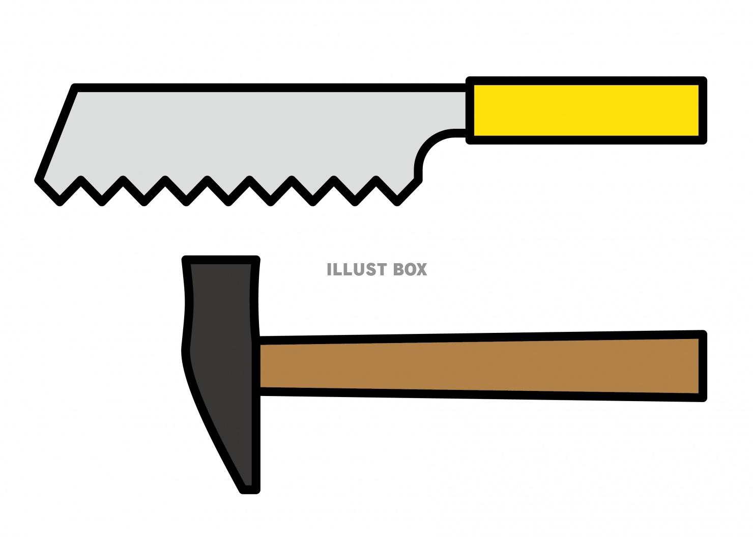 無料イラスト Diy01 03 ノコギリ トンカチのセット