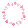 ピンクの花のフレーム(円）