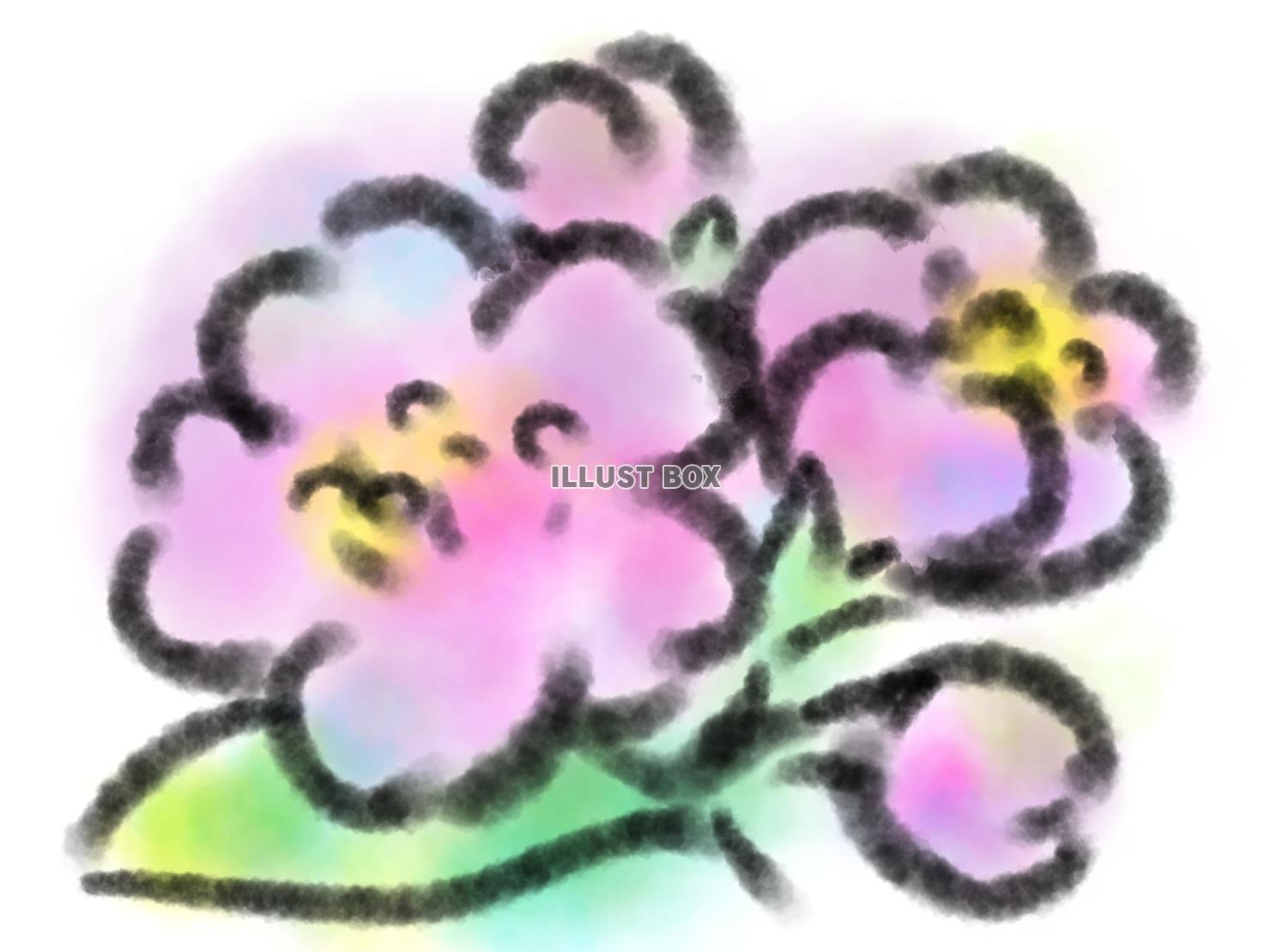 無料イラスト 水彩の桃の花の透過pngイラスト