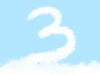 絵本風の可愛い雲の数字「3」の文字入りの空