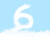 絵本風の可愛い雲の数字「6」の文字入りの空
