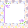 正方形の花と和柄フレーム：パープル