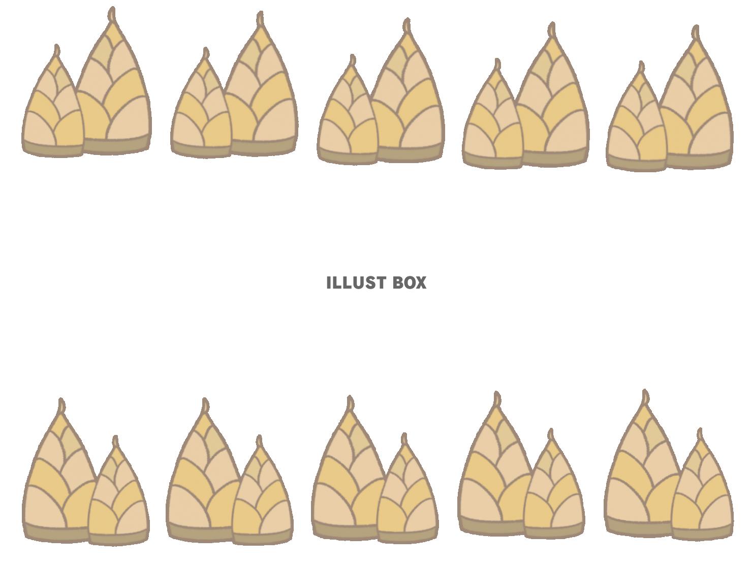 無料イラスト タケノコのフレーム 線あり
