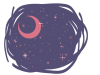 手書き風の可愛い絵本の様な月と星空の背景（透過PNG）