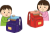 ランドセルの確認をしている子供たち（カラー）